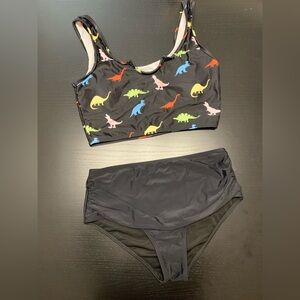SHEIN Large Dino Theme High Waisted 2-Piece Bikini